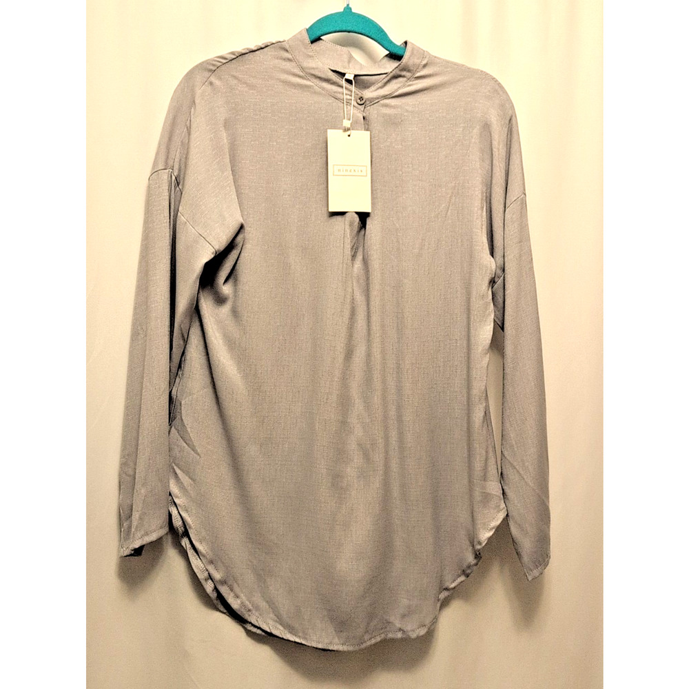 ninexis nwt S gray blouse lightweight long sleeves